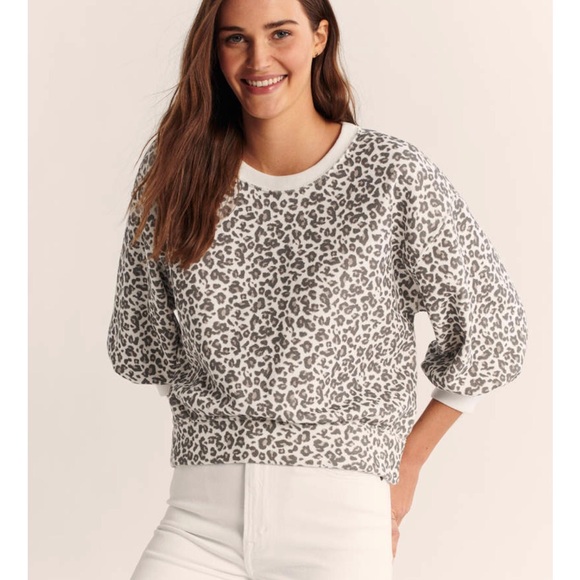 Abercrombie Puffed Sleeve Cropped Sweatshirt NWOT - Picture 2 of 13